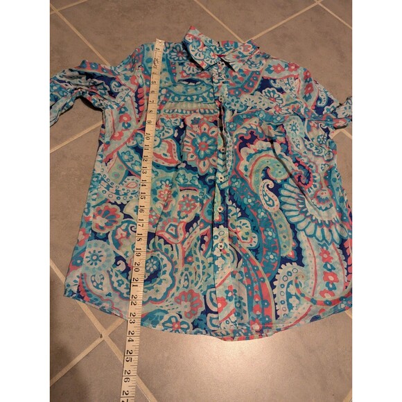 Talbots Classic Cotton Shirt - LayeredPaisley  Long Sleeve Button Up Shirt Sz M - Picture 8 of 13